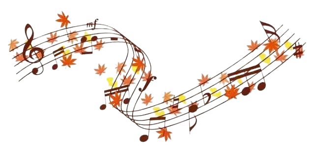 scrolling musical staff with fall leaves