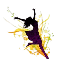 Shadow Woman dancing with colorful splash behind