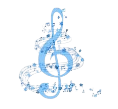 Large blue note surrounded by other notes as if snow