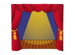 Image: A stage with red curtains