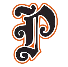 Script P in Black and Orange
